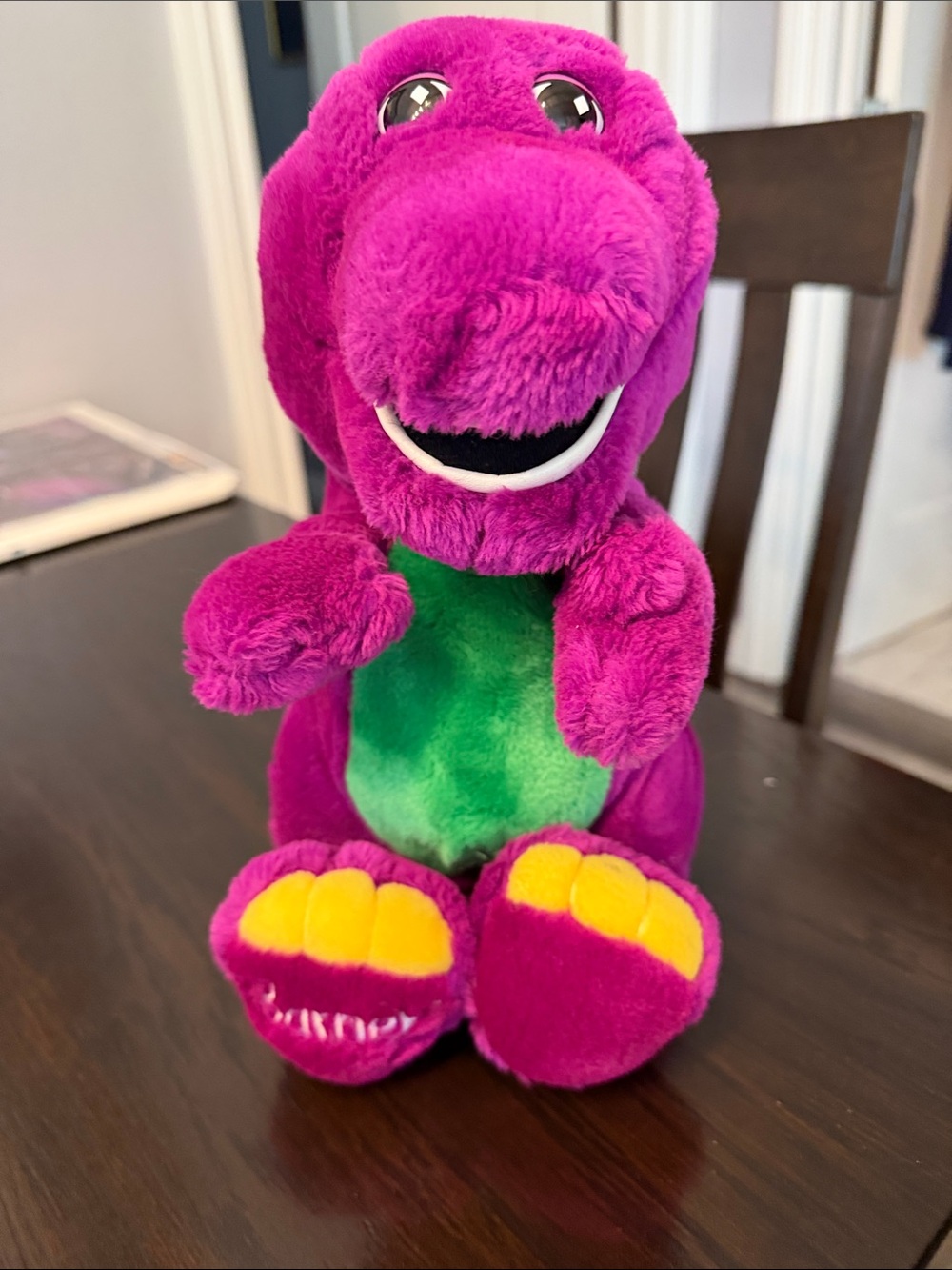 Vintage Barney 1992 Purple Plush Dino Stuffed Toy - Green Belly